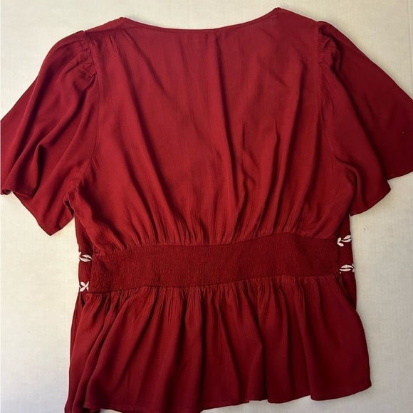 Knox Rose embroidered flowy blouse top w/flutter sleeves Sz-XXL. Y17 - Picture 8 of 10